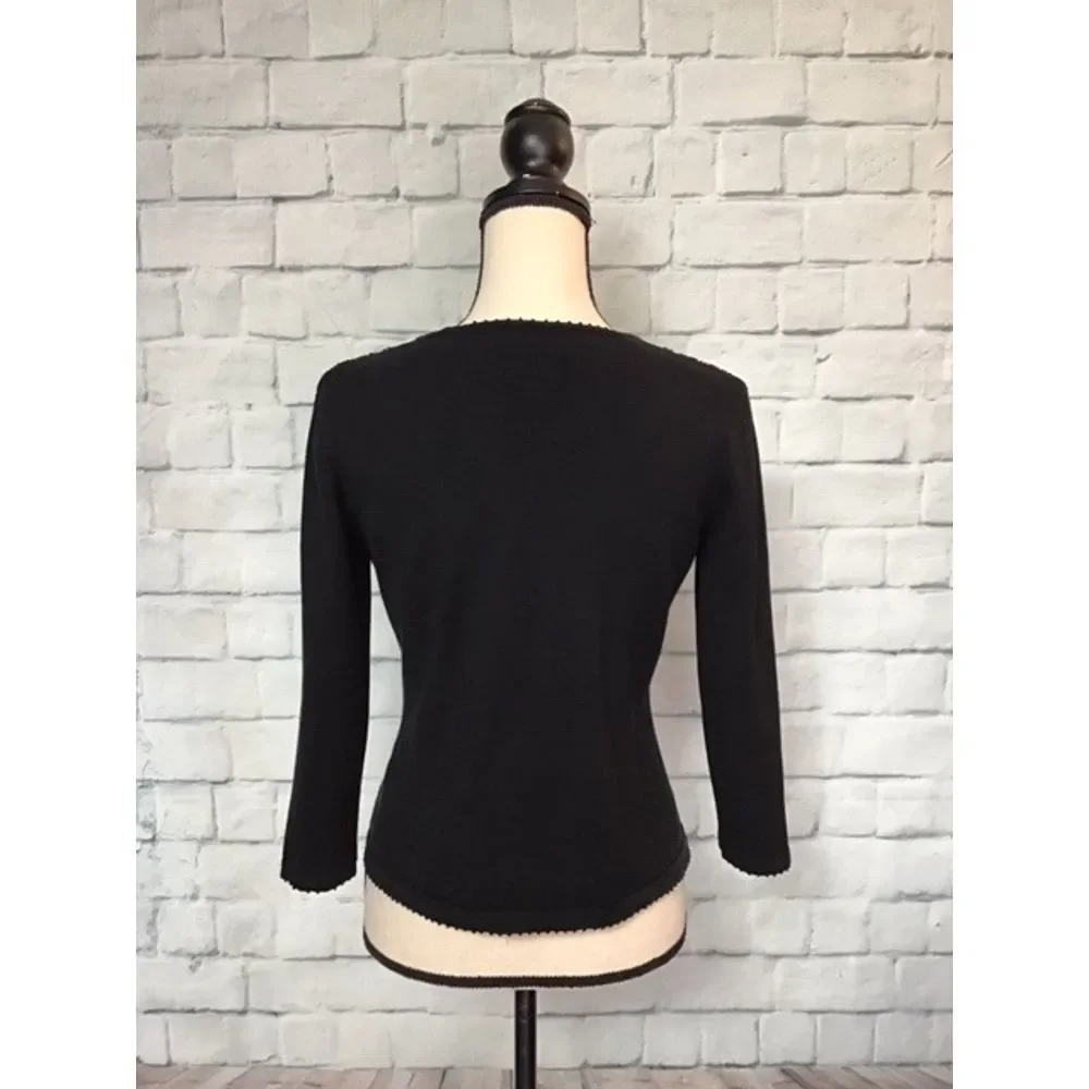 Jones New York Sz M black sweater w/ beaded